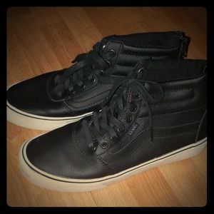 Sk8 high black perf leather vans